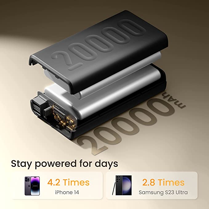 Ambrane 20000mAh Power Bank with 20W Fast Charging, Triple Output, Power Delivery, Type C Input, Made in India, Multi-Layer Protection, Li-Polymer + Type C Cable (Stylo-20k, Black) Ambrane 20000mAh Power Bank with 20W Fast Charging, Triple Output, Power Delivery, Type C Input, Made in India, Multi-Layer Protection, Li-Polymer + Type C Cable (Stylo-20k, Black)